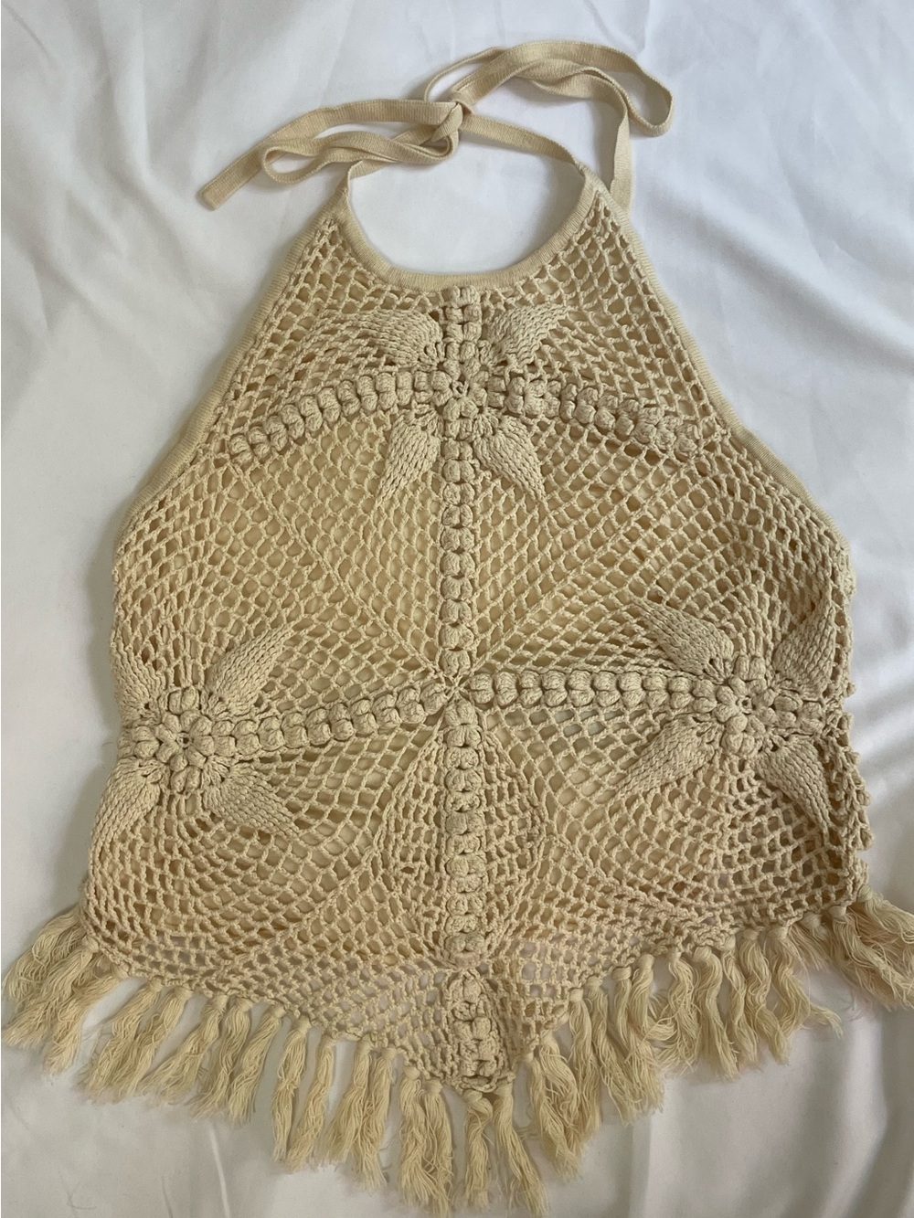 Vintage Rare Lucky Brand Crochet Halter Tank Sz M/L